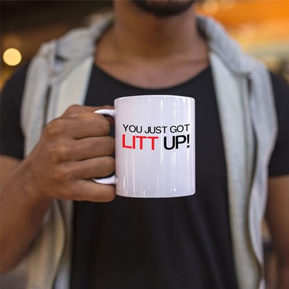 11 Ounce White Ceramic Coffee Mug - Funny You Just Got Lit Up Coolie Gift for Men and Women