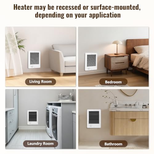 Electric Wall Heater with Thermostat - Complete Unit, White