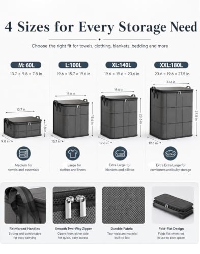 210L XXL Moving Storage Bin - Foldable Closet Organizer with Reinforced Handles - Variation of THIS listing 3