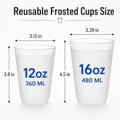 Custom Frosted Plastic Cups 12oz & 16oz with Logo - Personalized Party Drinkware