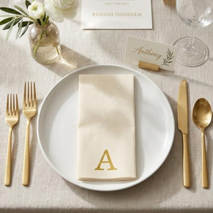 Personalized Monogram Hand Towels Bathroom - White with Gold Letter Q - 25 Pack