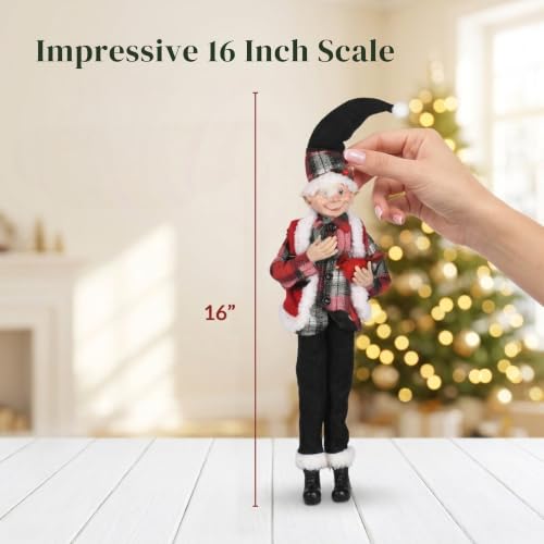 Posable Elf Decorations Set of 2 - 16 Inch Snowman & Cardinal Holiday Figurines