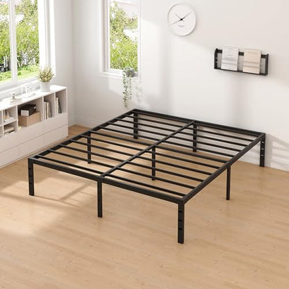 NEW JETO Metal Bed Frame,Twin Size Bed Frame with Storage Space,Heavy Duty Sturdy Mattress Foundation,Easy Assembly,No Box Spring Needed, Black,14 Inch,Twin