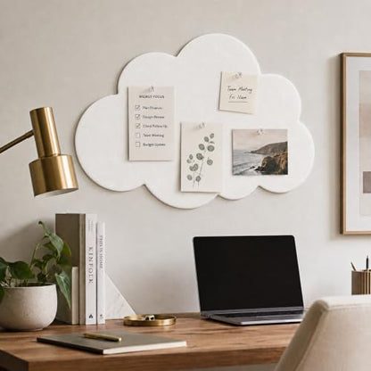 White Cloud Felt Bulletin Board 24 x 18 in with 20 Push Pins - Cloud-Shaped Wall Decor