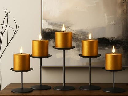 Smtyle Candle Holders - Matte Black Pillar Candle Holders for Elegant Indoor Christmas Decor