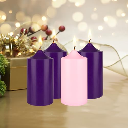 Unscented Advent Bell Top Pillar Candle Set - 4 Pack, 3" x 6"