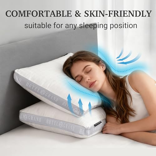 Hotel Grand King Size Medium Soft Bed Pillow Set of 2 - Luxury Hotel Comfort