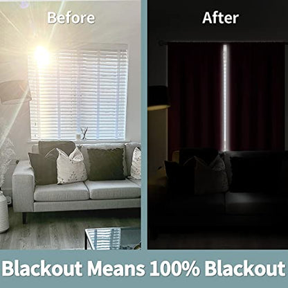 Burgundy Red Blackout Curtains for Bedroom 63 Inch Length - 2 Panels