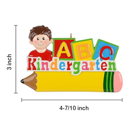 Kindergarten Boy Christmas Ornament 2026 Personalized Keepsake with Pencil