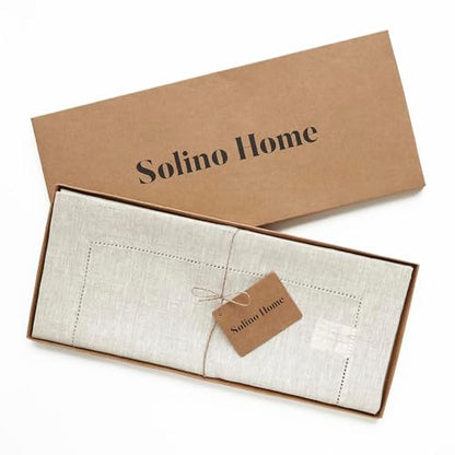 Solino Home 100% Linen Light Natural Table Runner - 14 x 90 Inches, Variation 03