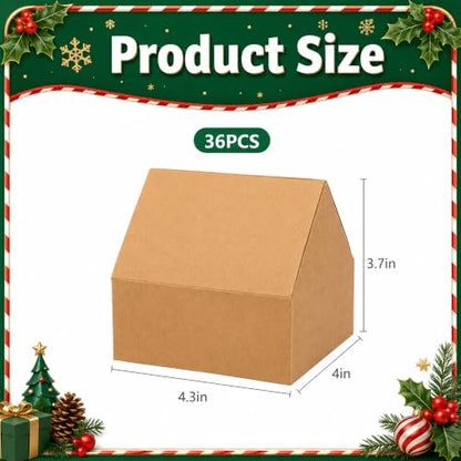 36 Piece Christmas Gingerbread House Kit Cardboard Decorations Brown