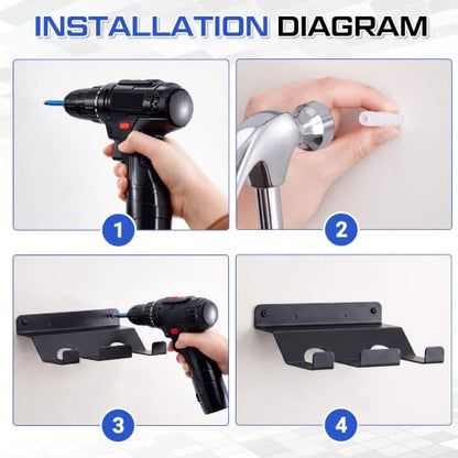 Pelopy Aluminum Wall Mount Tape Gun Holder Dispenser - Black, 2 Roll Capacity