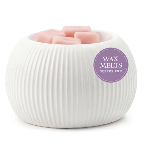 Ceramic Wax Warmer Electric Fragrance Diffuser for Wax Melts - White Fluted