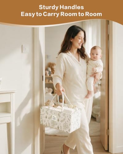 Diaper Caddy Organizer with Removable Dividers - Sage Sprigs Nursery Storage Basket
