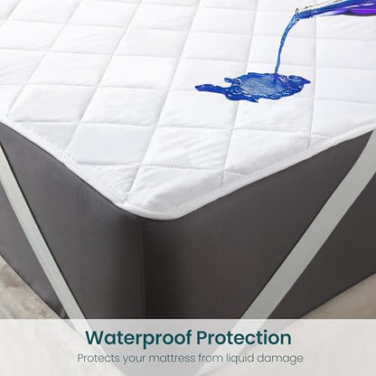 White Full Size Waterproof Mattress Protector with Elastic Corner Straps