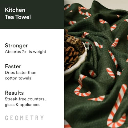 GEOMETRY Christmas Kitchen Towels 2-Pack Peppermint Pines Microfiber Quick Dry Set - 18x30 Inches