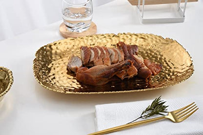 Pampa Bay Golden Millennium 14x9 Inch Serving Platter - Gold Titanium