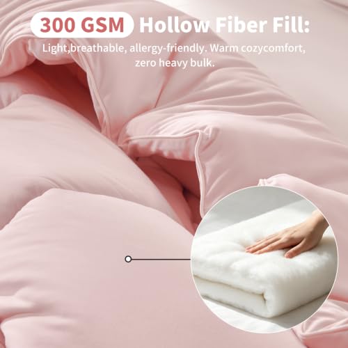 Pink Twin Ultra-Soft Jersey Knit Comforter - Lightweight All-Season Down Alternative