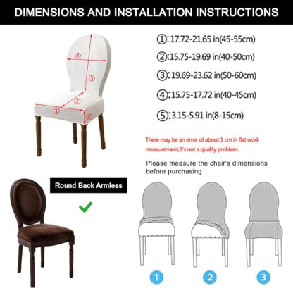 Black Set of 6 Waterproof Round Back Dining Chair Covers - Armless Slipcovers
