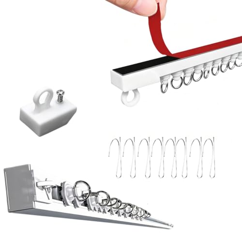Self-Adhesive Ceiling Curtain Track No Drill 12.5 ft No Damage Wall Mount System