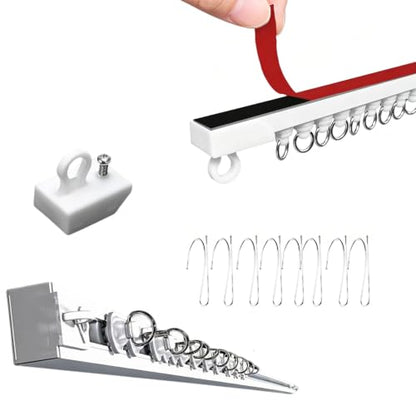 Self-Adhesive Ceiling Curtain Track No Drill 12.5 ft No Damage Wall Mount System