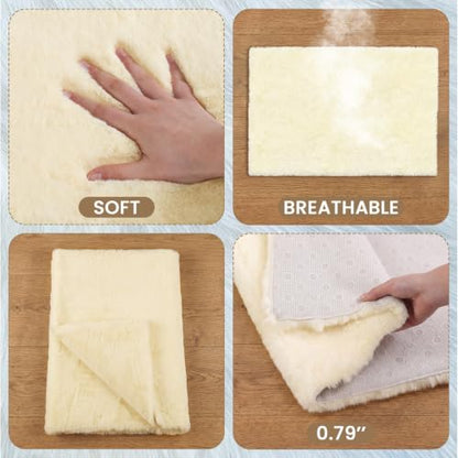 Sheepskin Bed Sore Prevention Pad - 30x60in Beige Support Mattress Cover