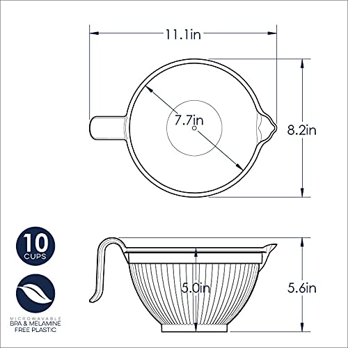 Nordic Ware Plastic Better Batter Bowl, 10-Cup, Red