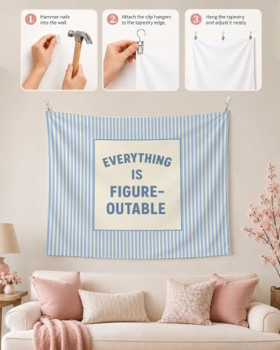 Preppy Blue Inspirational Tapestry Wall Hanging 50x60 Inch - FGFK