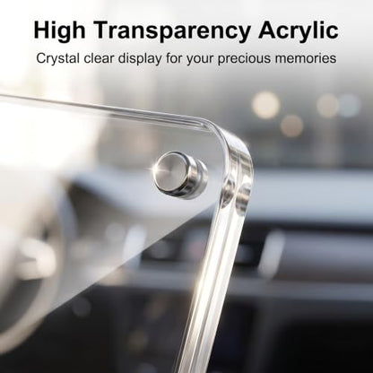 Car Dashboard Photo Frame 2 Pack Acrylic Clip-On Vent Photo Holders