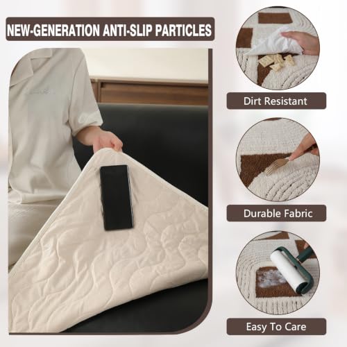 OHSIO Geometric Couch Cover - Brown 35''x 70.8'' Sofa Seat Cushion Cover