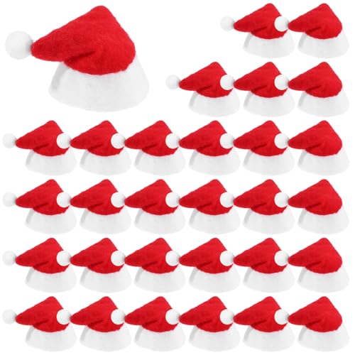 Mini Santa Claus Hat Party Decor for Lollipops, Christmas Candy Accessories, 30 Pcs