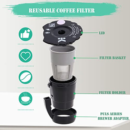 Reusable Coffee Filter Compatible with Keurigg 𝑲𝒆𝒖𝒓𝒊𝒈 My K Cup 2.0 K300 K250 K350 K375 K400 K450 Coffee Makers with Extra Filter Pod Cleaning Brush