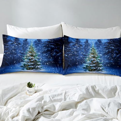 Christmas Tree Bedding Duvet Cover Queen Size Santa Scene Microfiber Quilt Cover Pattern 10