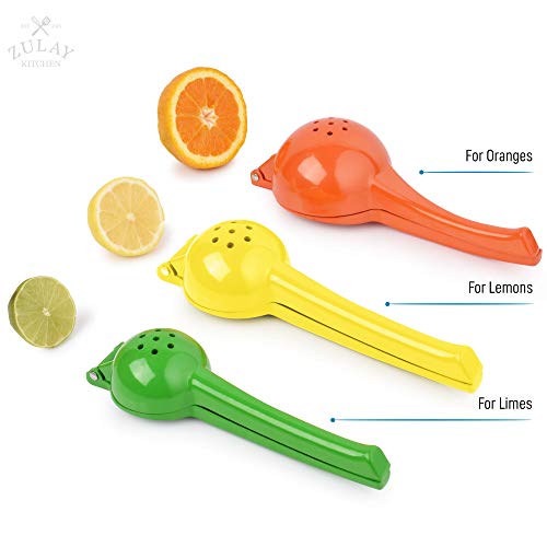 Zulay Premium Quality Metal Lemon Squeezer, Citrus Juicer, Manual Press for Extracting the Most Juice Possible - Pink