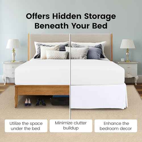 Utopia Bedding Queen Bed Skirt - Soft Quadruple Pleated Ruffle - Easy Fit with 16 Inch Tailored Drop - Hotel Quality, Shrinkage and Fade Resistant (Queen, White)