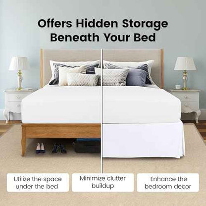 Utopia Bedding Queen Bed Skirt - Soft Quadruple Pleated Ruffle - Easy Fit with 16 Inch Tailored Drop - Hotel Quality, Shrinkage and Fade Resistant (Queen, White)