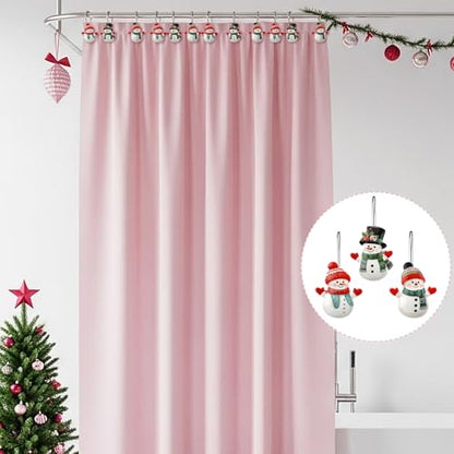 Christmas Snowman Shower Curtain Hooks Set - 12 Decorative Bathroom Accessories