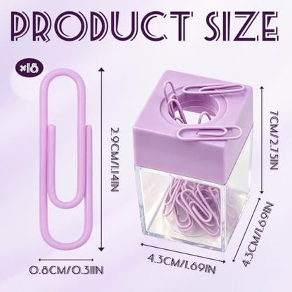 Large Capacity Magnetic Paper Clip Dispenser Organizer - Purple