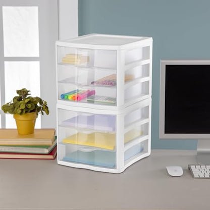 3 Drawer Clear Storage Organizer for Office, Crafts, and Home - Single