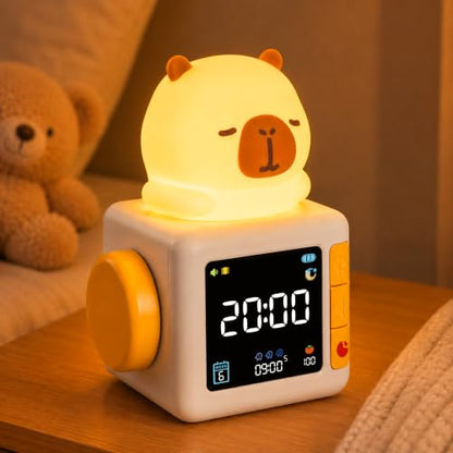 WANIDEA Capybara Kids Alarm Clock with Night Light & Sleep Timer - Cute Bedroom Decor