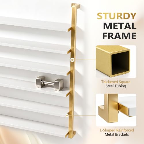 White & Gold 6-Tier Nail Polish Wall Rack Organizer Display Shelf