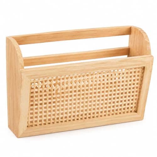 Wooden Wall-Mounted Magazine Rack - Rustic Modern Organizer for Books