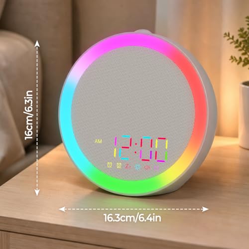 Heavy Sleepers Alarm Clock with Vibrating Bed Shaker, 10-Color Night Light, Dual Alarm, USB Charging