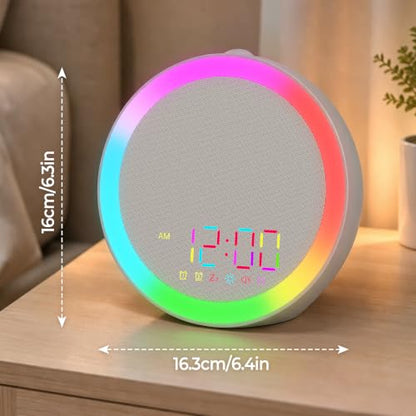 Heavy Sleepers Alarm Clock with Vibrating Bed Shaker, 10-Color Night Light, Dual Alarm, USB Charging