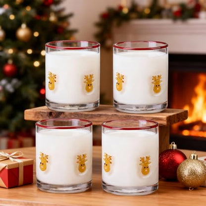 Vesici Christmas Elk Glass Cups 14oz Set - Holiday Icon Drinkware