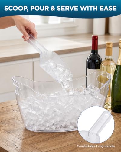 2 Pack 7.5L Plastic Ice Buckets with Scoops for Parties and Beverages