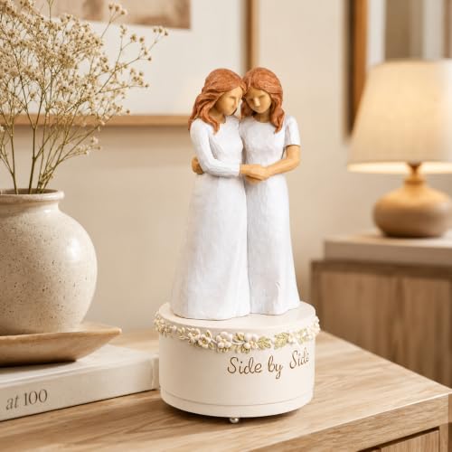 Side by Side Music Box Gift for Sisters & Friends with Clair de Lune Melody