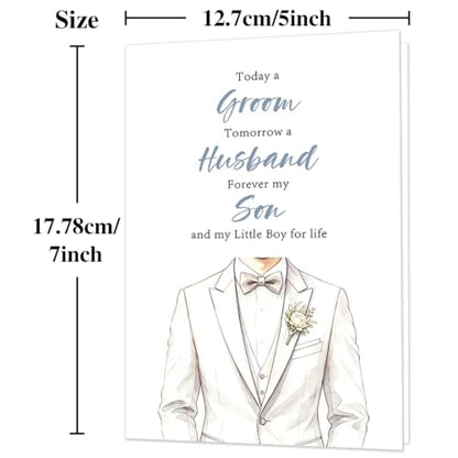 Wedding Card for Son DA-0208 - Sentimental Son Wedding Day Greeting Card with Envelope & Sticker