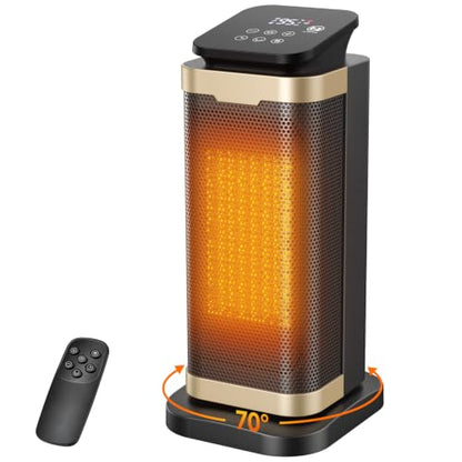 Indoor Space Heater 1500W PTC Ceramic with Thermostat & Remote Control
