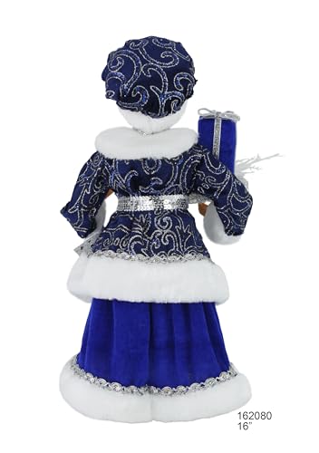 Windy Hill 16-Inch Mrs. Claus Blue Holiday Figurine - Blue Sequin Dress